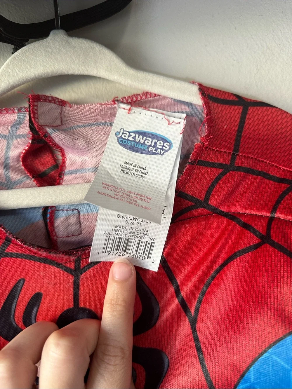 Jazwares Spiderman Superhero Costume Red and Blue with Mask 2T Halloween Play